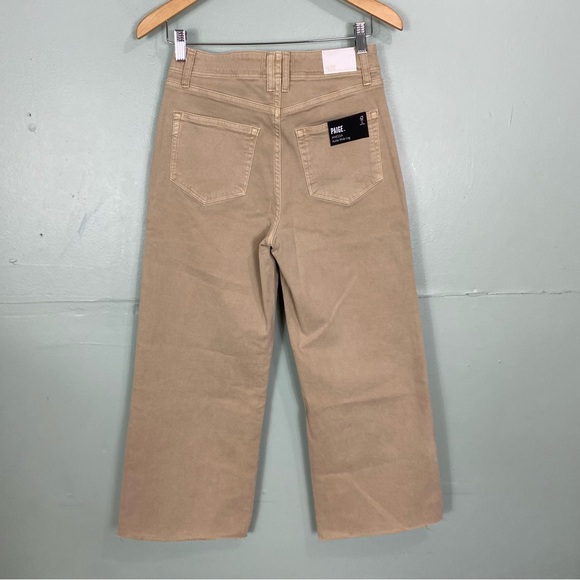 PAIGE Anessa Wide Leg Raw Hem Jeans Vintage‎ Soft Sand Size 27 - Picture 6 of 6